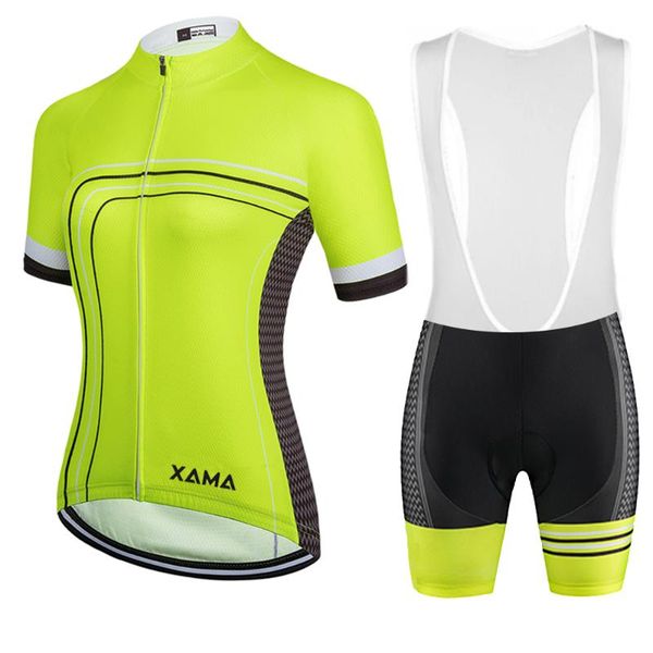 

women's short sleeve cycling jersey bib sets fluorescent yellow breathable bicycle shirt quick-dry mountain bike clothing racing, Black;blue