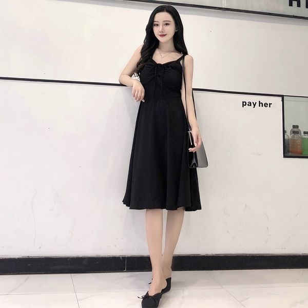 

women mini sleeveless sling v-neck dresses strapless a-line dress, Black;gray