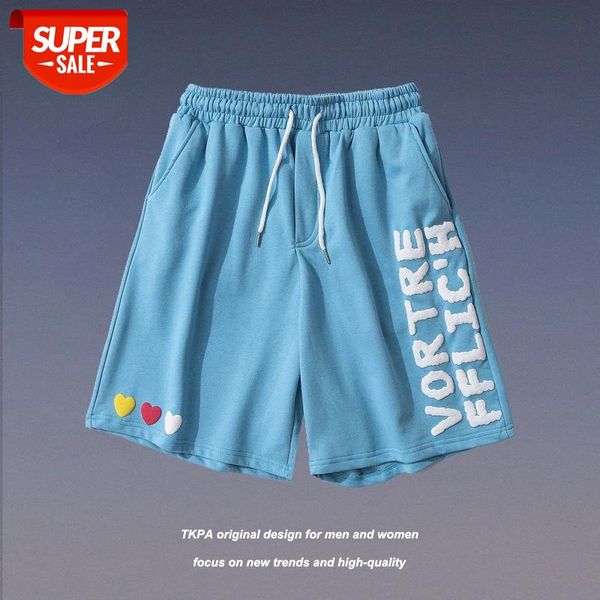 

tkpa flow street letter foam printing workwear shorts loose couples casual sports five-point pants #qj4d, Black
