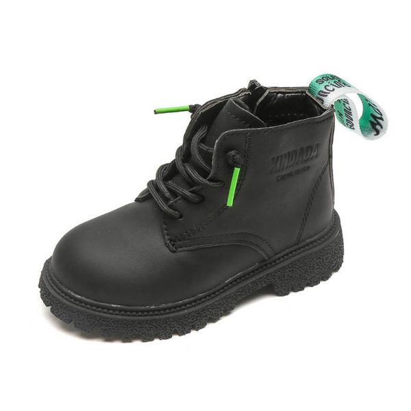 

kids boots children shoes childrens footwear girls boys short boot autumn winter leather fashion zipper b8323, Black;grey