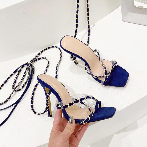 

sandals high heel sandal for women shoes lady 2021 suit female beige large size square toe all-match high-heeled girls black big lo