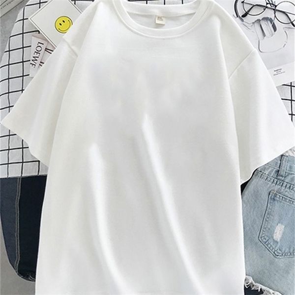 Estate manica corta girocollo nero bianco tinta unita grande casual abbigliamento t-shirt della nostra ragazza 210623