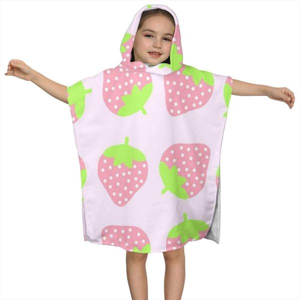 

towel pink red colorful cute funny strawberry kids hooded bath for children