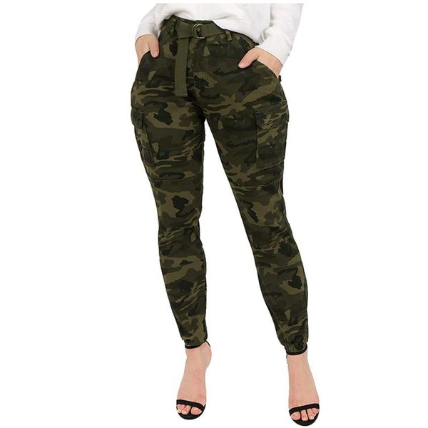 

women pants high waist slim fit jogger cargo camouflage for with matching belt causal loose pant pocket plus size trousers women's & ca, Black;white