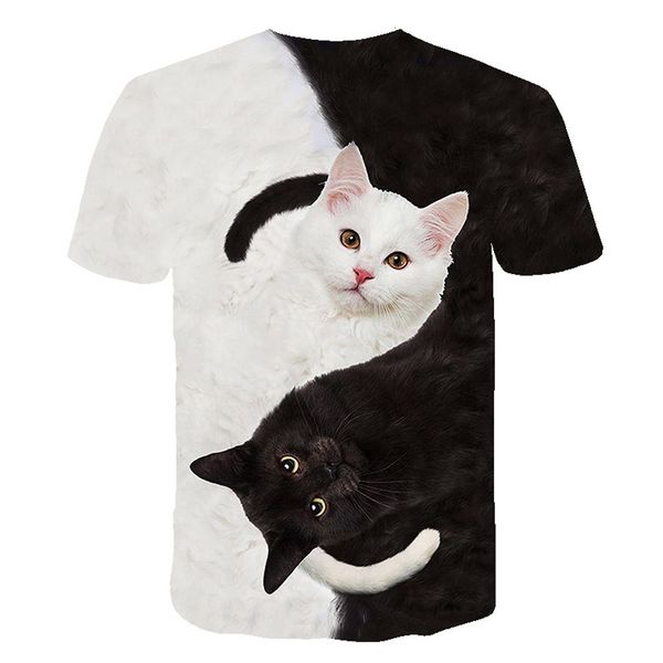 

2022 cool fashion men's for t-shirt cute two cats print girls animal 3d t-shirt summer short sleeve shirt men's tshirt xxs-6xl, White;black