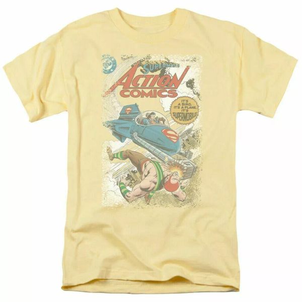 

superman action #481 cover t shirt mens licensed classic dc comics tee banana, White;black