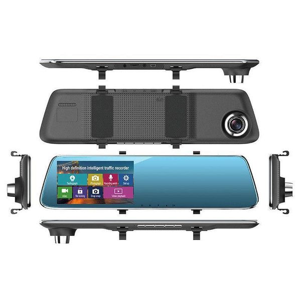 

2021 1080p hd dual lens car dvr rearview mirror dash cam recorder camera kits