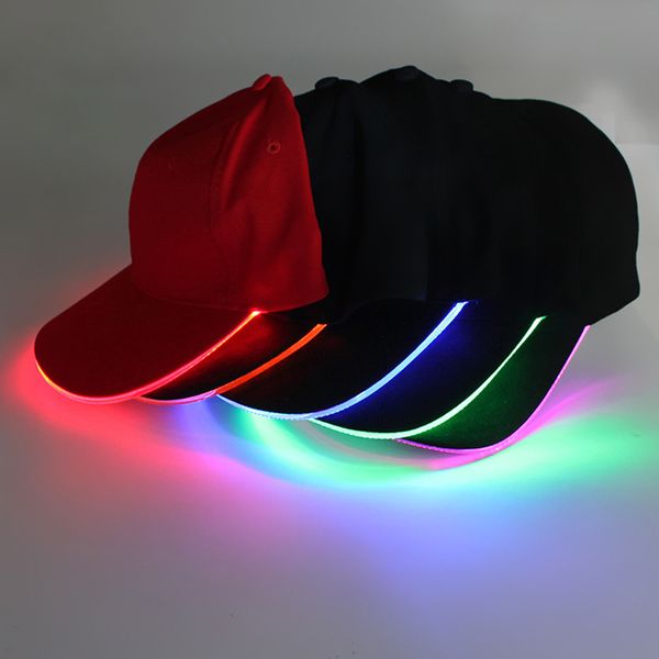 

snapbacks led luminous hat new fashion multi-color adjustable baseball cap outdoor leisure sunshade sunscreen peaked caps brim shine chapeau, Black;white