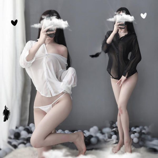 

lace transparent babydoll v-neck nightwear women's underwear erotic dress lingerie costumes shop socks & hosiery, Black;white