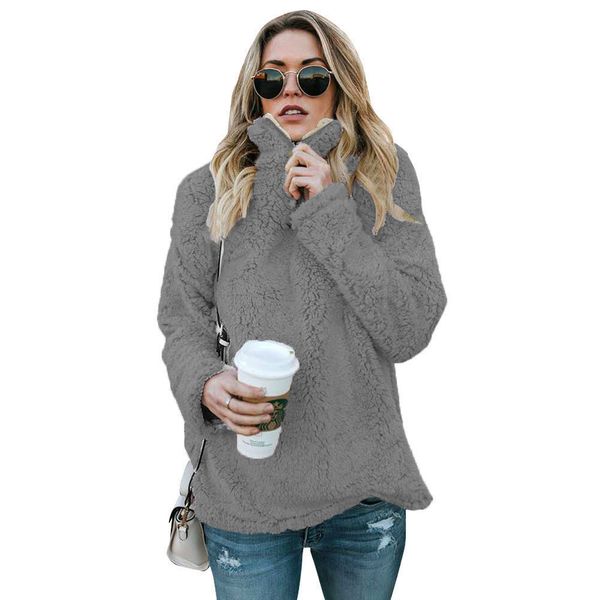 

trendy iadies' sweaters selling women's fall and winter zipper high collar blousehoodies, Black