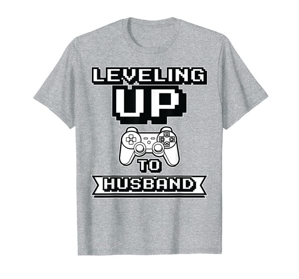 

leveling up to husband | cute gamer spouse funny husb gift t-shirt, White;black