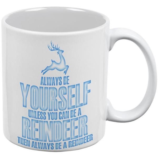 

christmas always be yourself reindeer white all over coffee mug set of 2 mugs