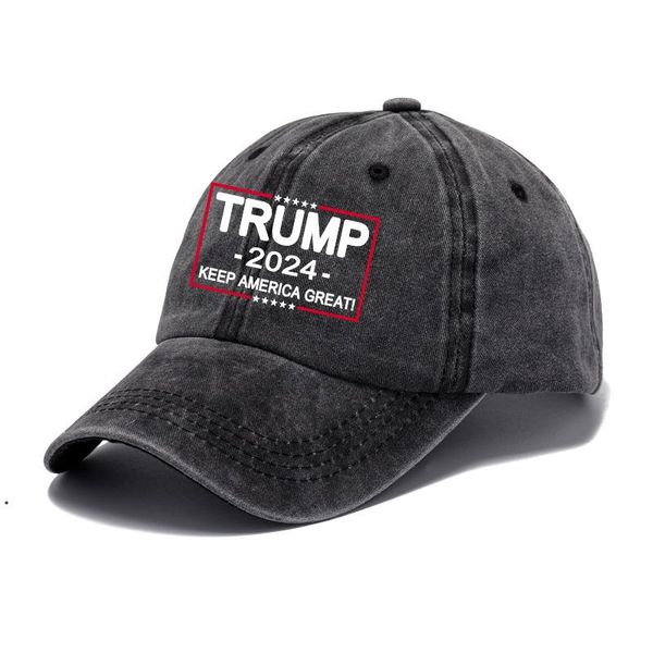 Cappello Trump 2024 Berretto da baseball per le elezioni presidenziali americane del 2024 Cappellini sportivi in cotone nero CCD8543