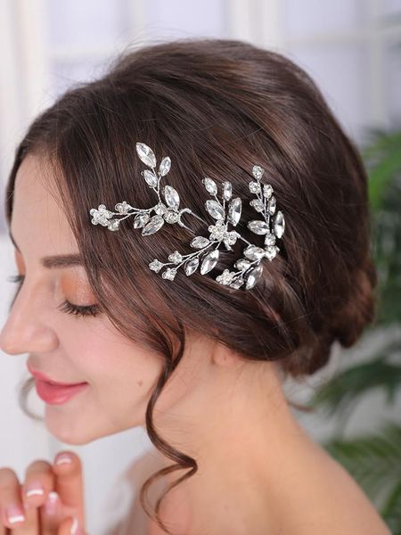 

hair clips & barrettes rhinestone hairpins wedding headdress trendy flower headpieces silver color bridal headwear elegant women prom access, Golden;silver