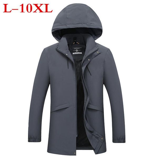 

men's jackets 10xl highest quality big plus size long trench coat men brand-clothing casual hooded mens overcoat windbreaker male, Black;brown