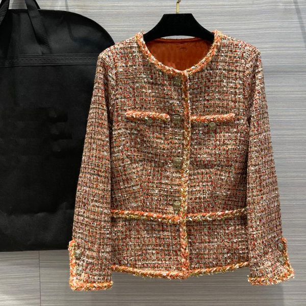 

mixed textiles tweed jacket for women o-neck long sleeveless sequins coats female outwear 2021 women's jackets, Black;brown