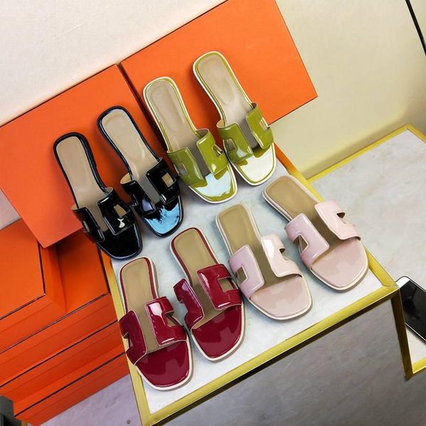 

classic summer beach slippers sandals slides shoes lady cartoon big head slipper flat leather fashion women 36 solide color shoe with box la, Black