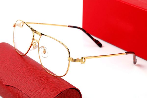 Retro-Sonnenbrillenfassungen Brillenzubehör Oval Vollklare Goldbrille Männer Frauen Luxus-Designer-Auge Twist-Beine Doppelte Nasenbrücke