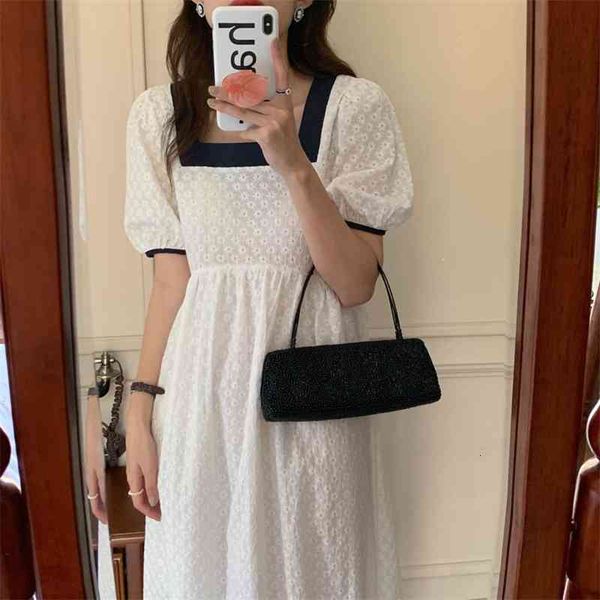 

casual dresses vintage square collar slim princess party 2021 florals color-hit all match femme chic long vestidos ycr8, Black;gray