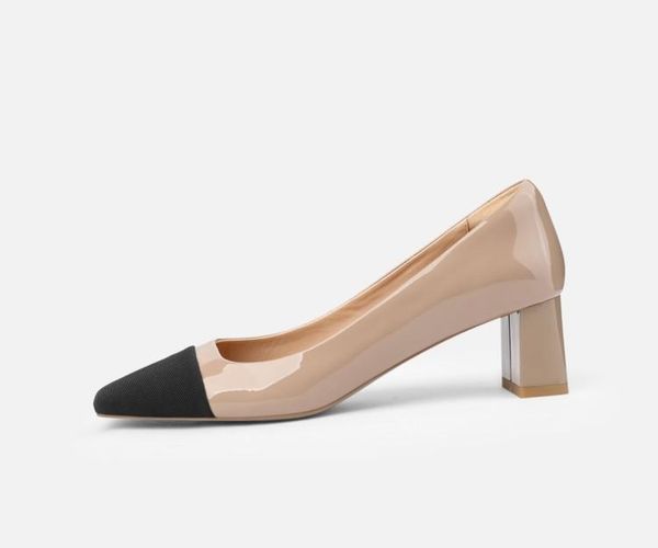 

dress shoes women's 2021 medium heel square toe pumps ladies party for women office high heels daily footwear size 34-40, Black