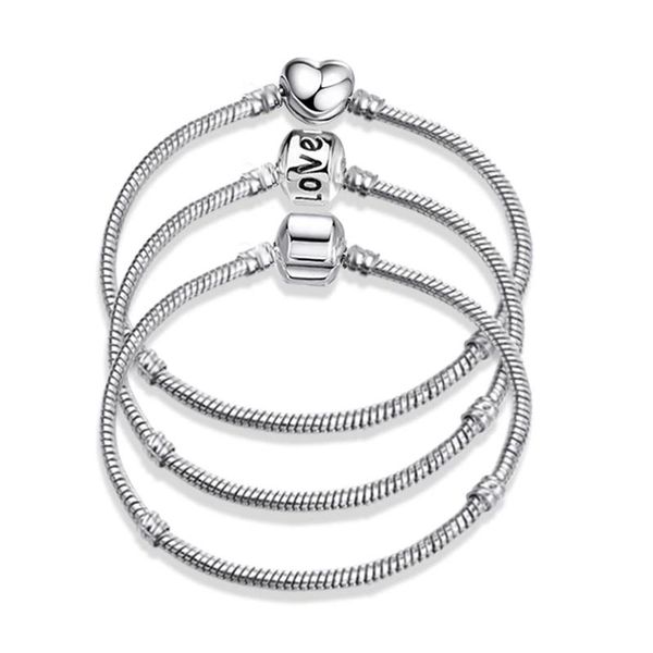

charm bracelets fashion snake chain bracelet for women girls bead diy party birthday jewelry pulsera sl421, Golden;silver