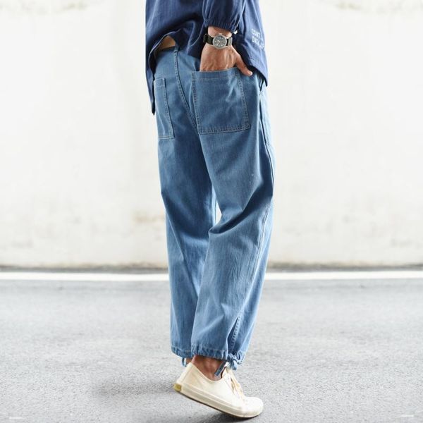 

men's jeans jf08 denim loose high mens brand man pants blue