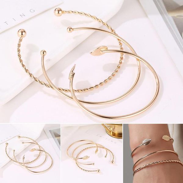 

link, chain women casual geometric shape open adjustable size set gold, Black