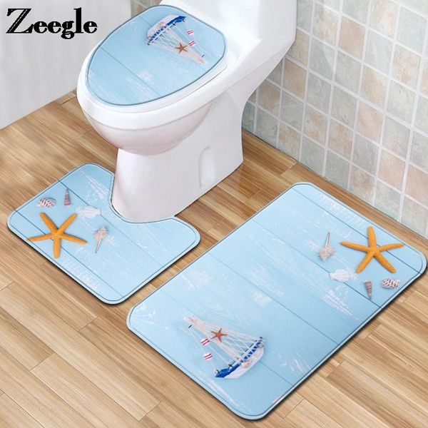 

bath mats washable bathroom capet rug home decoration mat flannel toilet seat cover and anti-slip floor carpet set