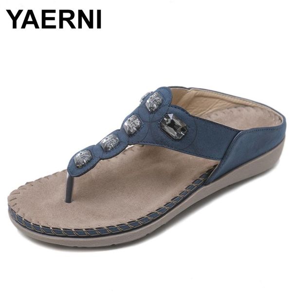 

dress shoes yaerni women sandals summer 2021 gladiator woman bohemia flat casual crystal slingback flip-flop beach, Black