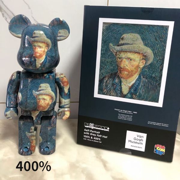 

van gogh 400% bearbrick action toy figures perfect restoration building block bear javier calleja pvc hand-made model