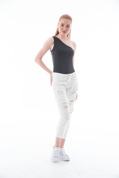 

black one-shoulder strapped snap fastener blouse women's blouses & shirts, White
