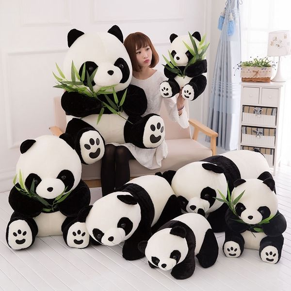 

panda plush toy large cloth red cartoon black and white panda doll