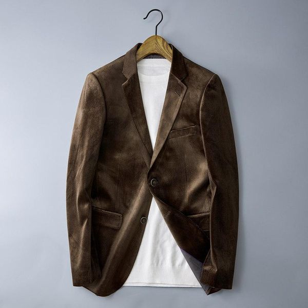 

men's suits & blazers 2021 autumn and winter suit jacket youth handsome trend fashion casual gold velvet one-piece small, White;black