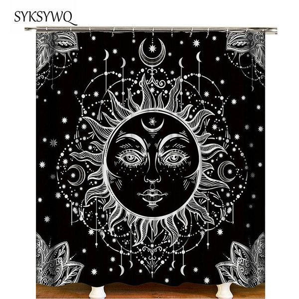 

moon sun shower curtain waterproof polyester fabric mandala bathroom curtains