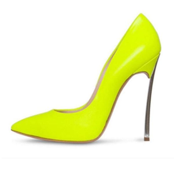 

dress shoes woman heels spring autumn pointed toe shallow pumps metal heel slip on female party plus size 43, Black