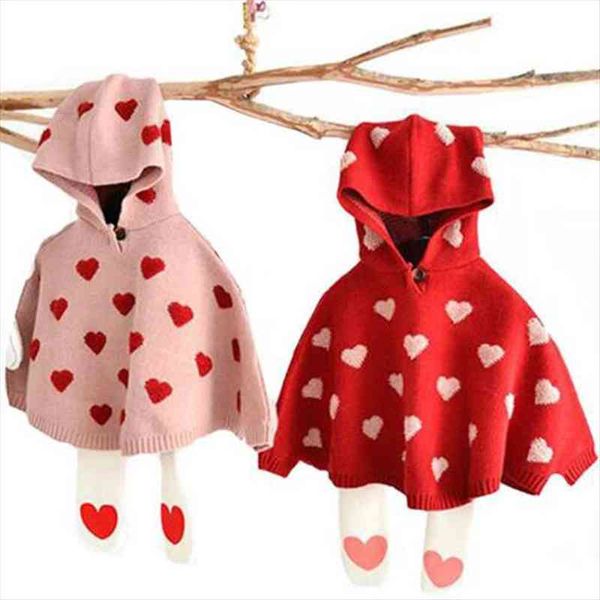 

girls cloak sweater childrens knitted baby bat sleeve clothes hooded, Blue