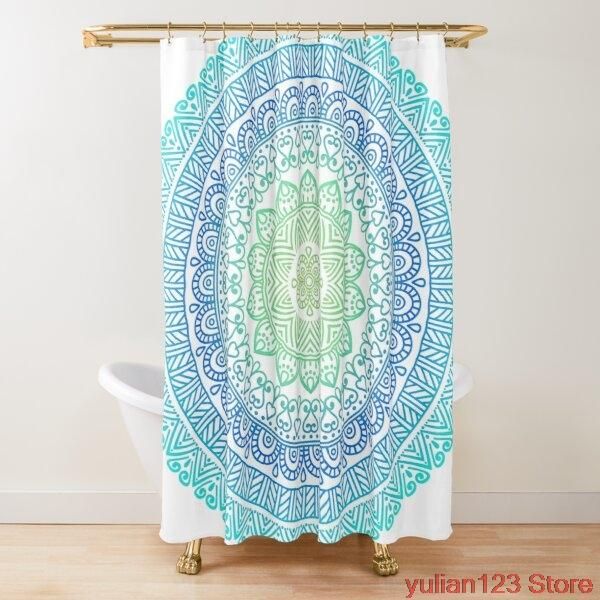 

blue and green round gradient mandala bath polyester shower curtain for bathroom nordic waterproof curtains home dÃ©cor