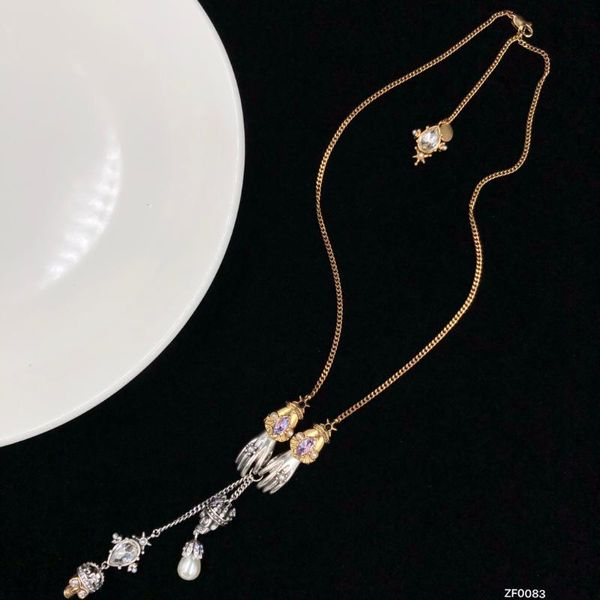 

chains 2021 unique design pendant necklace inlaid zircon crystal retro old jewelry wholesale, Silver