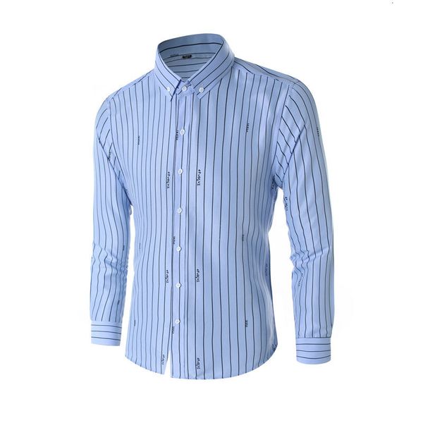

men's casual shirts striped long sleeved shirt, business casual, tight fitting, blue, black and white, fashion, White;black