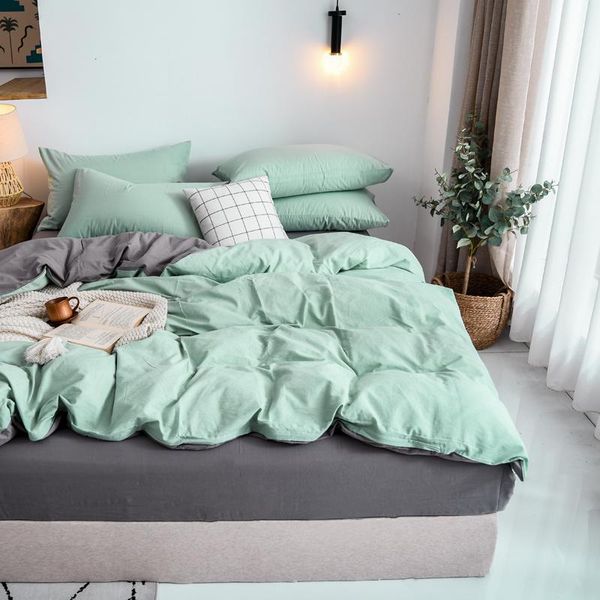 

bedding sets michiko 2021 modern simple pure color duvet cover water washed cotton four piece set
