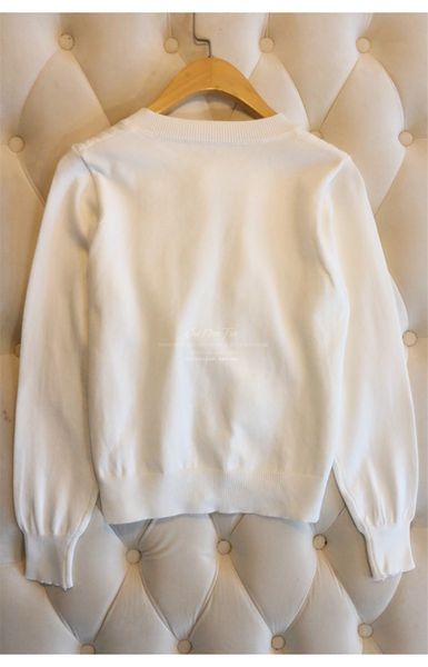 

women's fur & faux sweet girl white blach bowknit cardigan with wooden ears women knit fine sweater elegant pearl buttons long sleeve 0, Black