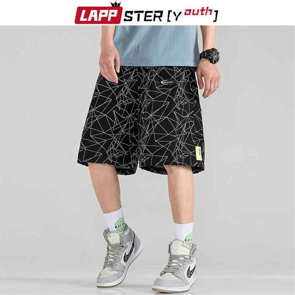 

men full geometric printed cargo shorts summer mens japanese streetwear running short man casual joggers 5xl 210420, White;black