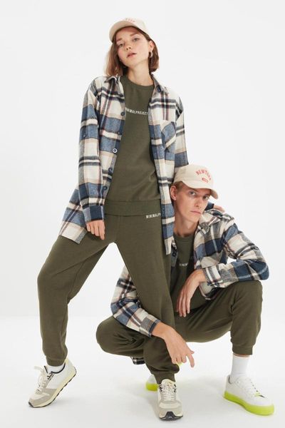 

women's jackets trendyol oversize shirt collar long sleeve one pocket lumberjack plaid tmnaw22go0230, Black;brown