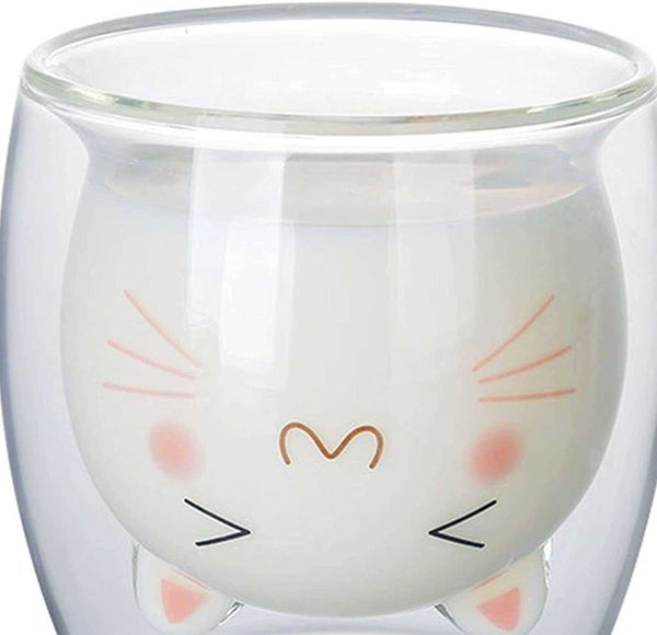 

juice cup delicate double-layer cute bear glass mug multifunctional transparent