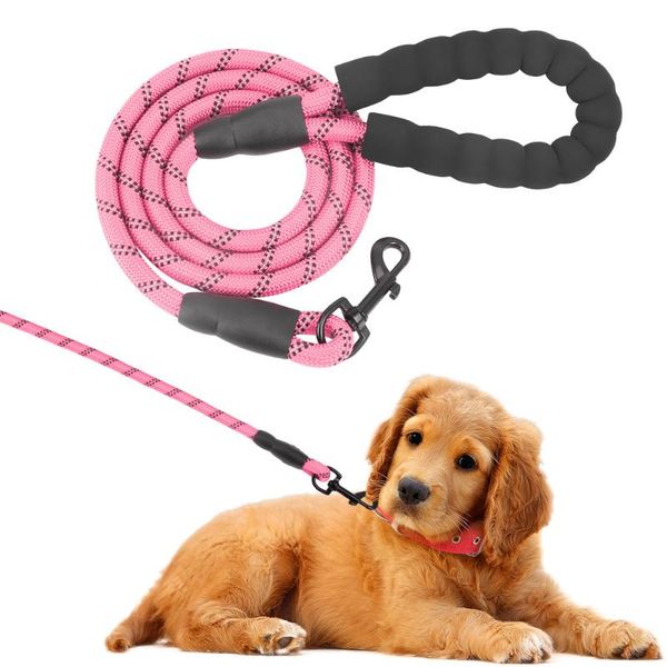

medium big dog collar leashes 1.5cm length durable soft foam handle reflective wire leads for labrador husky rottweiler collars &