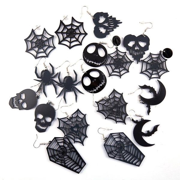 

dangle & chandelier acrylic halloween big heart hollow evil skeleton earrings for women drop fashion festival gifts, Silver