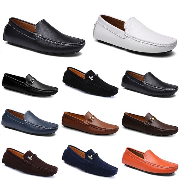 

fashion leathers doudou men casual driving shoes breathable soft sole light tan black navy white blue silver yellow grey footwear all-match