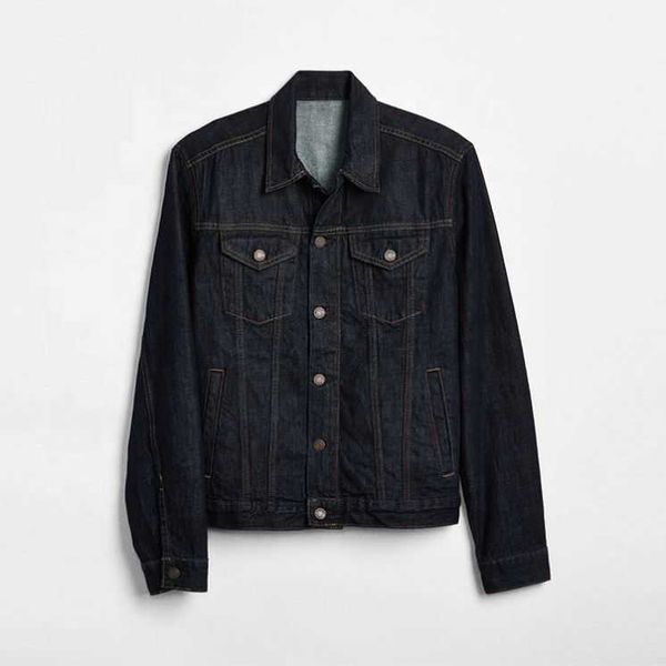 

thick men casual plain cotton jeans denim jackets, Black