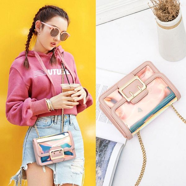 

evening bags fashion chain laser bag transparent small female 2021 all-match messenger shoulder women purses and handbags