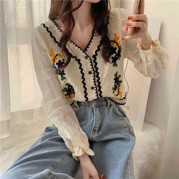 

women's sweaters elegant female sweater spring mesh fashion casual embroidered cardigan beading unique breasted frilly b464 735f, White;black